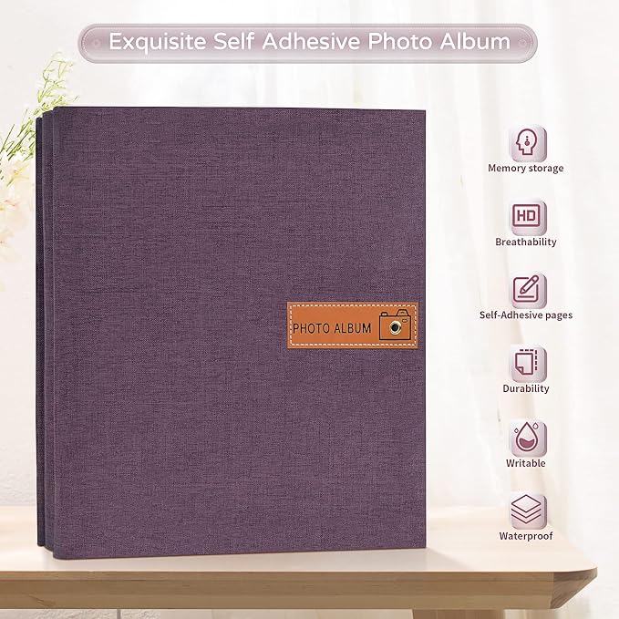 Popotop Large Photo Album Self Adhesive 4x6 5x7 8x10 Scrapbook Album DIY Picture Book,Gifts for Mom,Family Baby and Wedding,with Metal Pen and Plastic Board - Image 2