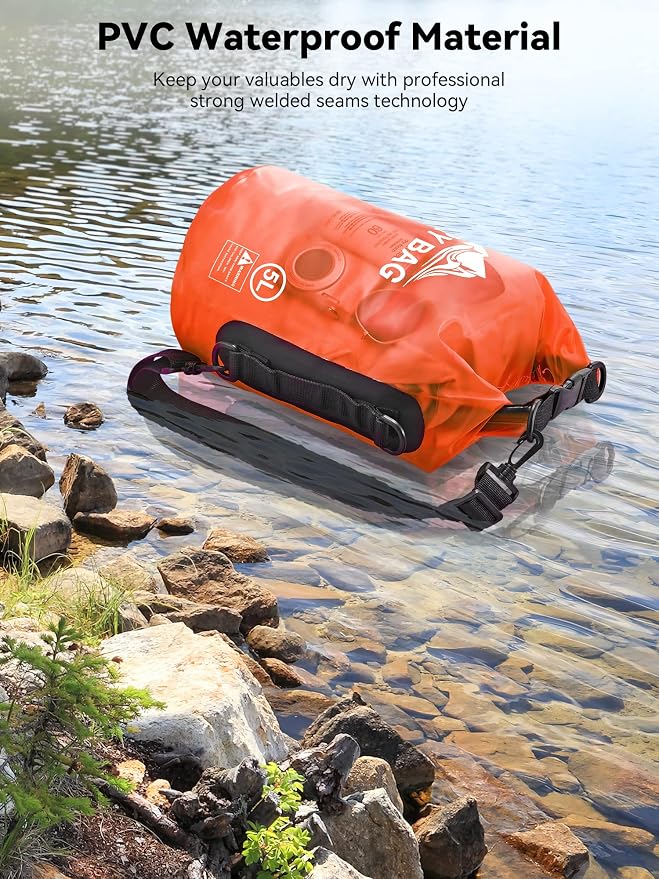 HEETA Dry Bag Waterproof Backpack with Phone Case 5L/10L/20L/30L/40L | Roll Top Lightweight Dry Storage Bag for Women Men, Travel Boating Kayaking Paddle Board Camping Beach Essentials Accessories - Image 3
