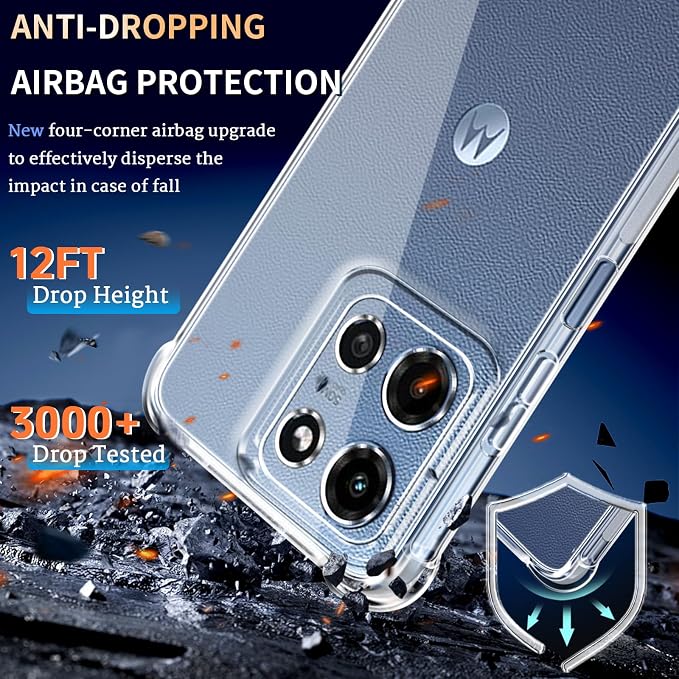 for Moto G 2025 Case and Screen Protector, Shockproof Crystal Clear Slim Soft Silicone TPU Protective Phone Cover for Motorola G 2025 Clear - Image 3