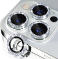 Misea Compatible for iPhone 14 Pro/iPhone 14 Pro Max Camera Lens Protector | 9H Tempered Glass Ultra HD Bling Camera Screen Protector Cover Metal Individual Ring Decoration Accessories, Silver Glitter by Misea