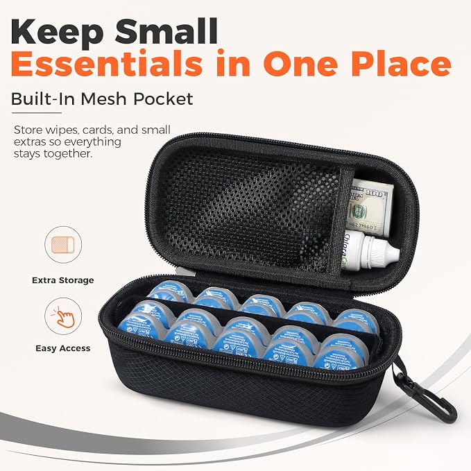 WOMACO Daily Contact Lens Case, Hard Shell Portable Contact Lens Travel Box for Disposable Daily Lenses, Left Right Separated Contact Lens Storage Organizer with Mesh Pocket (Black, for 40 pieces) - Image 5