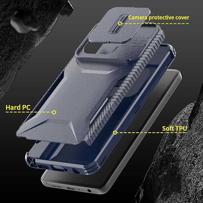 for Motorola G Stylus 5G 2025 Case with Built-in Slide Camera Cover & Screen Protector, [2 in 1] Heavy Duty Rugged Shockproof Protective Cover for Moto G Stylus 5G 2025(Blue) - Image 6