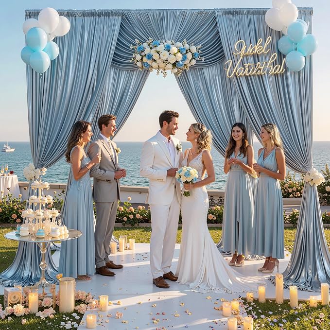 10x10FT Baby Blue Sequin Backdrop Curtain for Party - 2 Panels 5x10FT Wrinkle-Free Shimmer Drapes for Birthday, Wedding, Christmas, Decorations & Photography - Image 3