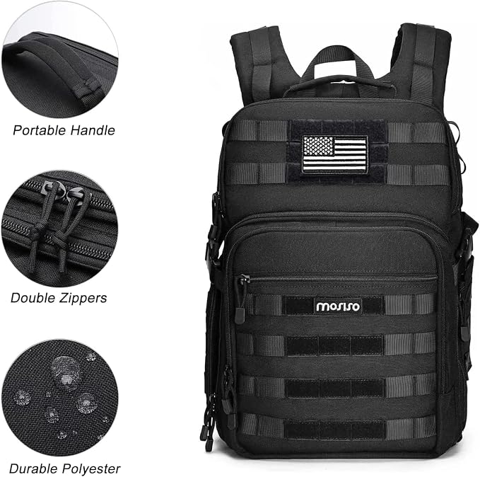 MOSISO Camera Backpack, DSLR/SLR/Mirrorless Tactical Camera Bag Case | Photography Bag with Laptop Compartment Compatible with Canon/Nikon/Sony, Black - Image 5