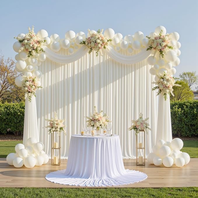 40x12 ft Ivory Backdrop Curtains for Weddings Parties, Birthdays and Photos | 8 Panels 5x12 ft, Wrinkle-Free Polyester Drapes, Washable, Ironable, 4 in Rod Pocket for Baby Showers Photography Background - Image 8