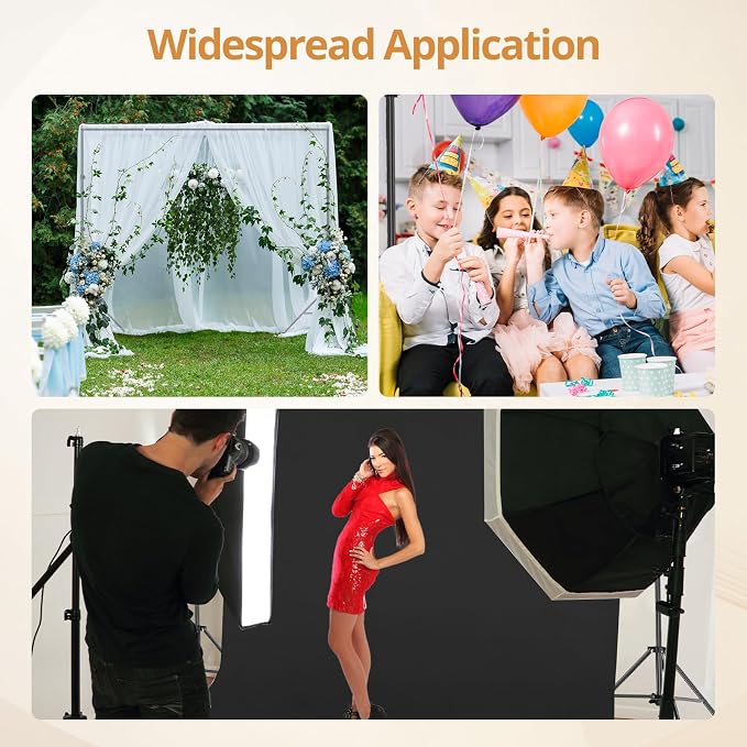 10x7ft Photo Backdrop Stand Kit with 6x9ft Black Backdrop Screen | Portable Photography Frame, Adjustable Support kit with 6 Clamps, Carry Bag for Photo, Video Recording, Streaming, Decoration - Image 7