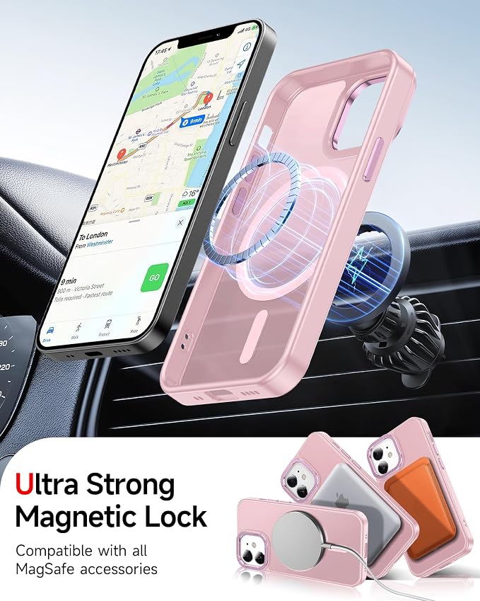 LeYi for iPhone-12 Mini Cases/iPhone-13 Mini Phone Case: Pink [ Screen Protector X2+ Camera Cover X2] Compatible with Magsafe i 13mini 12mini Cases Slim Magnetic Protective Rugged Girl Women, Pink - Image 5