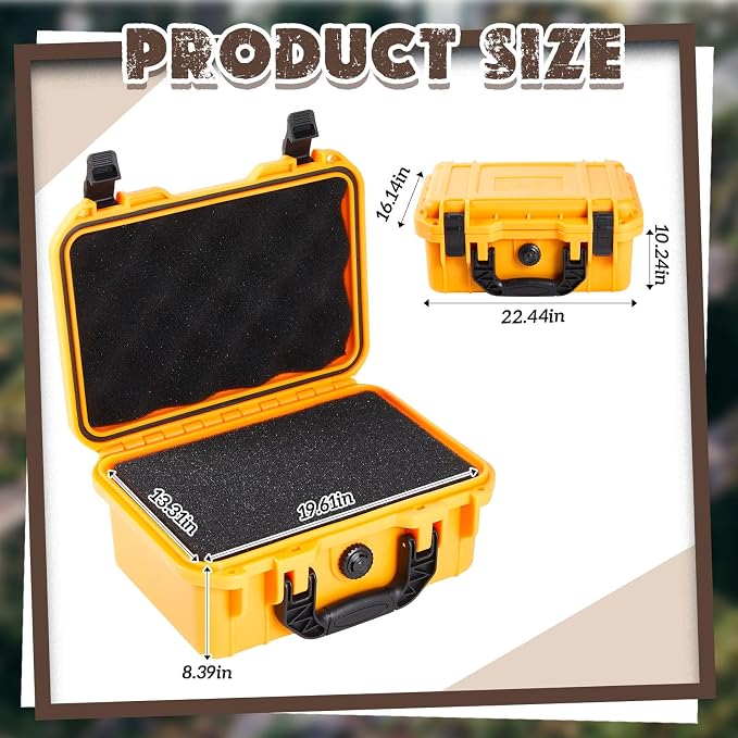 Relaxweex 1 Pcs Waterproof Hard Case with DIY Customizable Foam Insert Portable Protective Case with Knife for Camera Drones Equipments Tools Test Instruments(Yellow,22.4 x 16.1 x 10.2 Inch) - Image 2