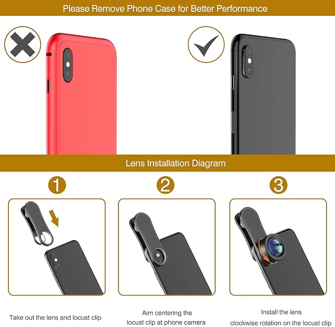 Phone Camera Lens,Upgraded 3 in 1 Phone Lens kit-198° Fisheye Lens + Macro Lens + 120° Wide Angle Lens,Clip on Cell Phone Lens Kit Compatible with Samsung Android Smartphones - Image 7
