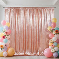 SquarePie 8FT x 10FT Rose Gold Sequin Backdrop, High Density Non-Transparent Glitter Curtain for Photography, Birthday, Wedding Party Decorations, Thick Solid Background with 4" Rod Pocket, 1 Panel by SquarePie