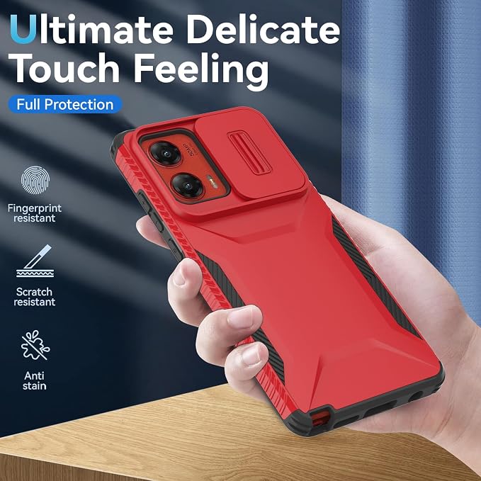 for Motorola G Stylus 5G 2024 Case with 1 HD Screen Protector & Slide Camera Cover [Military-Grade] Phone Case Heavy Duty Rugged Shockproof Protective Cover for Moto G Stylus 5G 2024(Red) - Image 7