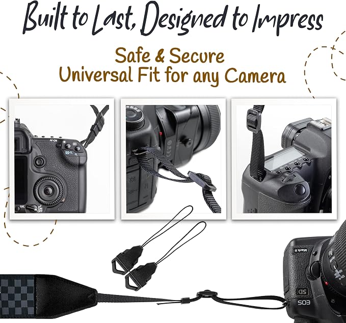 Art Tribute Camera Strap - Shoulder, Crossbody & Neck Camera Strap for Photographers, Fits All Cameras, Canon Nikon Sony Fujifilm, Padded Strap W/Quick Release, Embroidered Cotton & Leather Ends - Image 7
