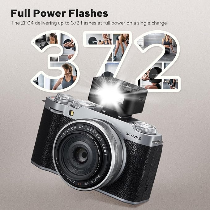 ZENIKO ZF04 Mini Flash,Manual Speedlite for Single Hot Shoe Cameras(Black) | 20g compact flash,dual power,372 flashes,1/200s sync,metal shell,ideal for portrait vlog street macro indoor shooting - Image 5