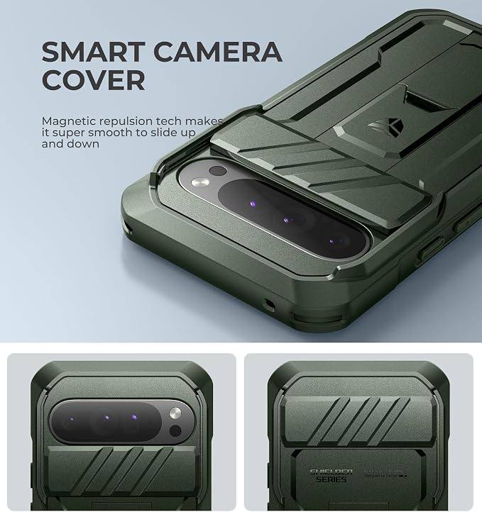 Dexnor for Google Pixel 9 Pro XL Case with Slide Camera Cover & Built-in Screen Protector & Heavy-Duty Kickstand,Full-Body Protective Cover Rugged Bumper Cases for Pixel 9 Pro XL,Army Green(2024) - Image 3