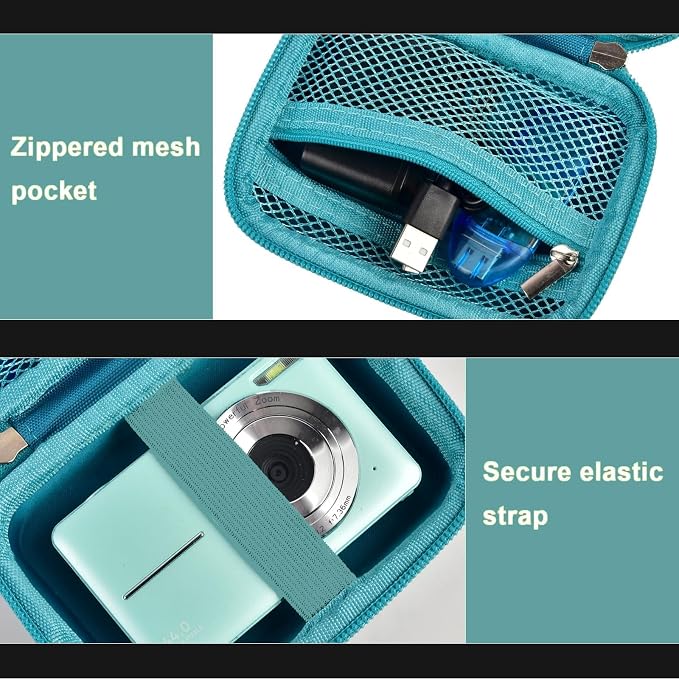 ALKOO Digital Camera Case for CAMKORY/Pouch for KODAK PixproDark Green | for Lecran/for VAHOIALD Point and Shoot Camera, Hard Carrying Case with Mesh Pocket, Compact for Vlogging, Travel and Storage - Image 6