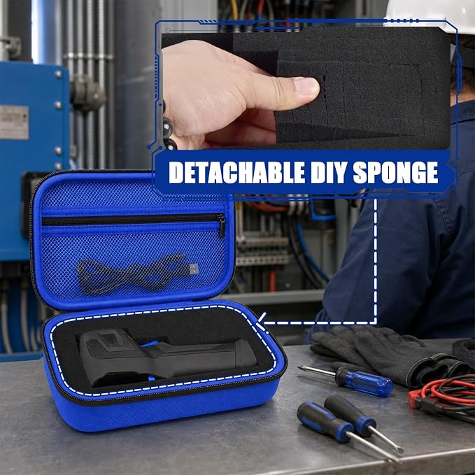 Boobowl Hard Thermal Camera Case for TOPDON TC004, for HSFTOOLS HF96, H128 | Infrared Camera Box, Removable Foam and Storage Pocket for USB Cables and Calibration Cards, Technicians, Case Only - Blue - Image 3