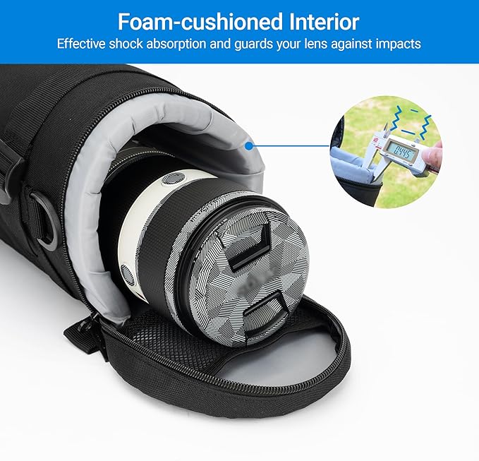 JJC Camera Lens Pouch for NIKKOR 24-120mm 24-70mm Canon EF 24-70mm Lens | Fits lens 3.9 x 6.5" for TAMRO 70-300mm, FUji GF 32-90mm, XF 8-16/16-55mm, AF-S NIKKOR 24mm, 35mm, Canon EF 70-300/ 85mm Lens - Image 4