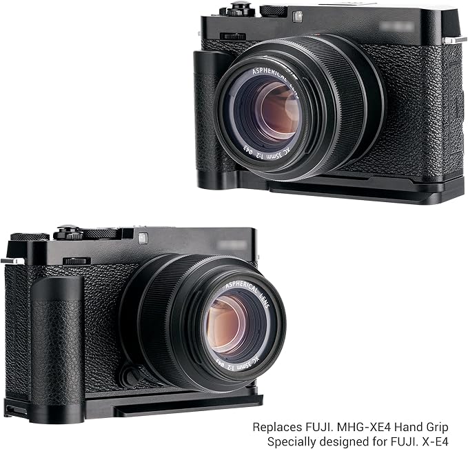 JJC MHG-XE4 Metal Hand Grip L-Bracket for Fuji X-E4 Camera(Not for X-E5) | Anti-Slip Pads, Arca Swiss Quick Release Plate, Extra 1/4"-20 Tripod Hole & Hand Strap Hole - Image 3