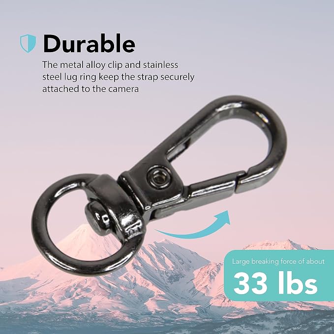 Foto&Tech Small Quick Release Adapter Clip for Camera with Round Lugs for Camera Strap, 33lb Breaking Force (1 Set, Gray) - Image 3