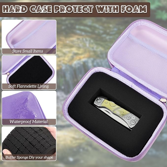 Relaxweex Hard Case with Foam, 7.1 X 4.7 X 3.1 Inch, Purple | EVA Waterproof Shockproof Case, Customizable Foam for Camera Electronics Instruments, Digital Products, with Knife - Image 3