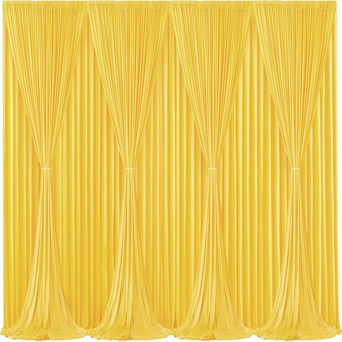 Yellow Backdrop Curtains-Wrinkle-Free Polyester Photography Drapes Party Curtain Background for Baby Shower Wedding Decorations- 32 X10FT (Yellow) - Image 2