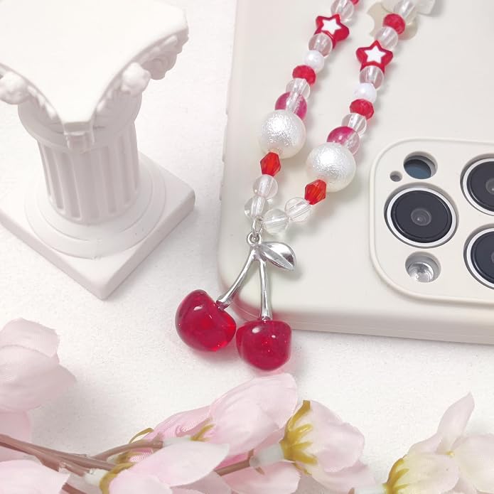 cioatu Phone Charms Cute Cherry Butterfly Cell Phone Lanyard Strap Wrist Strap for Bag Airpods Camera Pendants Decor - Image 5