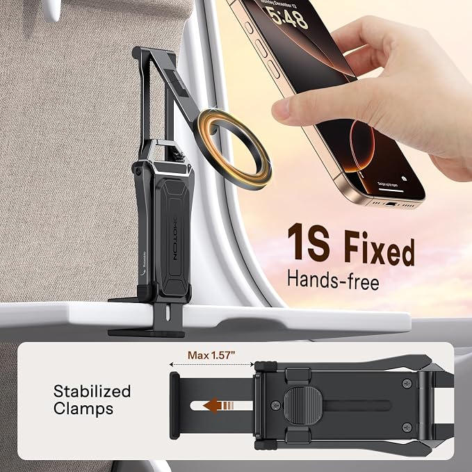 OMOTON TP02 360°Rotating Adjustable Aluminum for MagSafe Tripod,Black&Black | Magnetic Phone Tripod for iPhone 17/16/15 Pro Max Air, Foldable Cell Selfie Stick Fits Vlog, Gym Travel Essentials, 2Pcs - Image 3