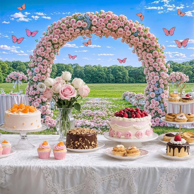 15X10ft Pink Lavender Wedding Backdrop Bridal Shower Rose Flower Photography Background Romantic Floral Garland for Girl Woman Wedding Bridal Party Backdrops Wall Photo Studio Shoot - Image 6