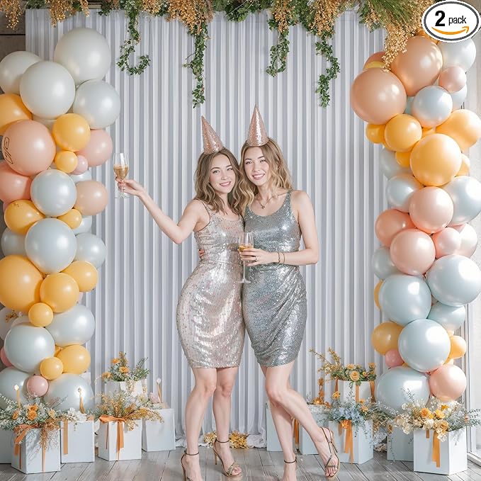 Tao-Ge 10x10 Silver Grey Backdrop Curtain for Parties Wedding Wrinkle Free Silver Grey Photo Curtains Backdrop Drapes Fabric Indoor and Outdoor Decoration for Birthday Party 5ft x 10ft,2 Panels by Tao-GePartyDecorations