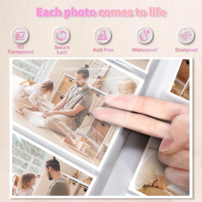 Artfeel Photo Album 4x6 with 1000 Pockets,Slip-in Picture Albums,Linen Cover Memory Book with Front Window,White Page Vertical Photo Book for Wedding,Family,Anniversare,Baby,Vacation - Image 4