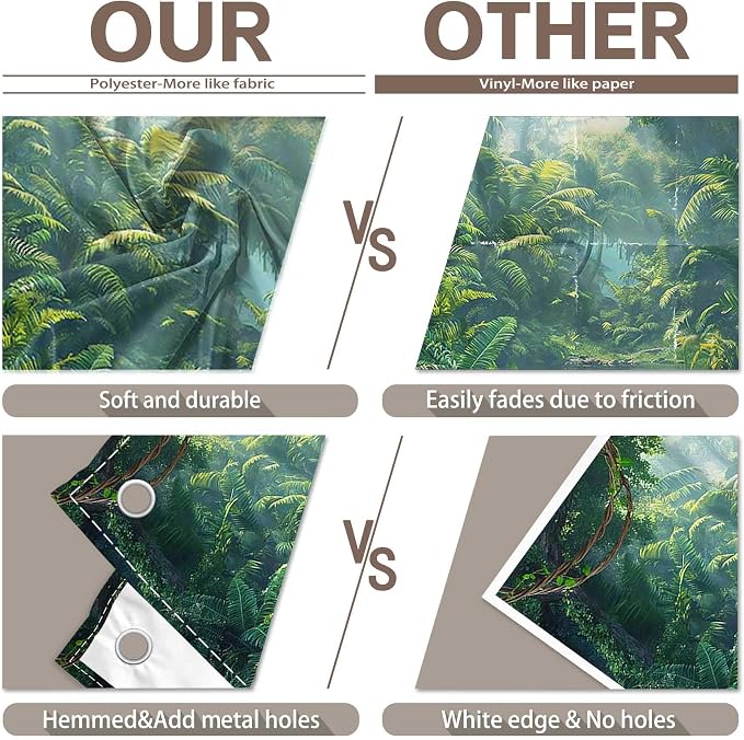 Fabric 12x8ft Jungle Forest Photography Backdrop Rainforest Banner | Tropical Natural Scenery River Background, Summer Adventure Party Decorations, Kids Adult Photo Props, Polyester, Grommets - Image 5