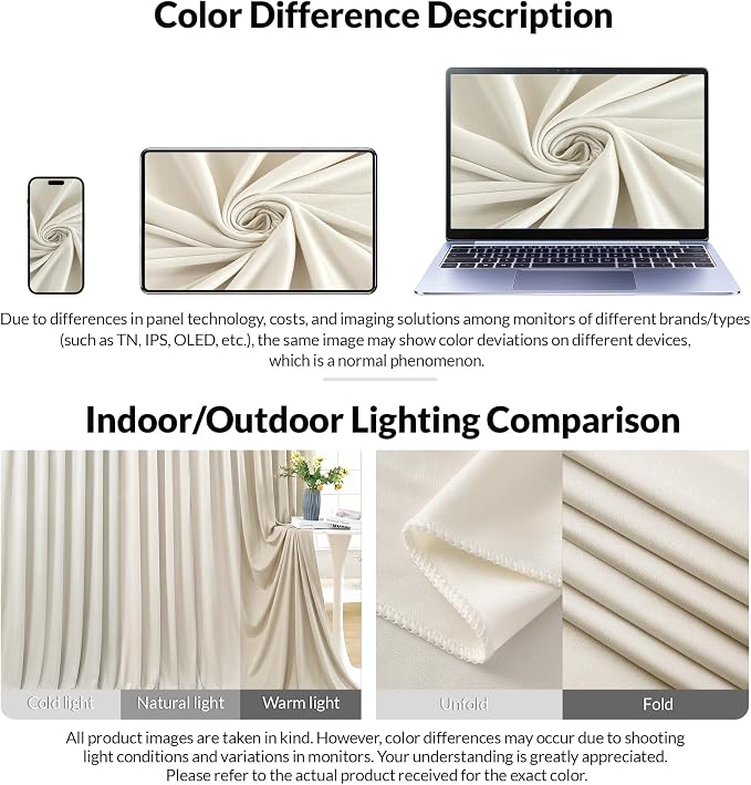 10x10 Beige Backdrop Curtain for Wedding Parties Wrinkle Free Beige Photo Curtains Backdrop Drapes Fabric Decoration for Baby Shower Photoshoot 5ft x 10ft,2 Panels - Image 6