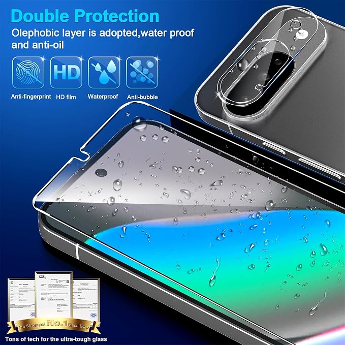 letosan 3 Pack for Google Pixel 10 Screen Protector Tempered Glass + 3 Pack Camera Lens Protector, Military Grade Shatterproof, 9H Hardness, Fingerprint Unlock,Case Friendly 6.3 Inch - Image 4