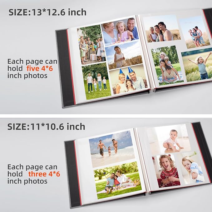 HoneyTolly Large Photo Album Self Adhesive, DIY Scrapbook Album for 4x6 8x10 10x12 Pictures, 60 Pages Linen Cover Memory Book, Ideal Gift for Family Wedding Baby Christmas Anniversary(Grey) - Image 3