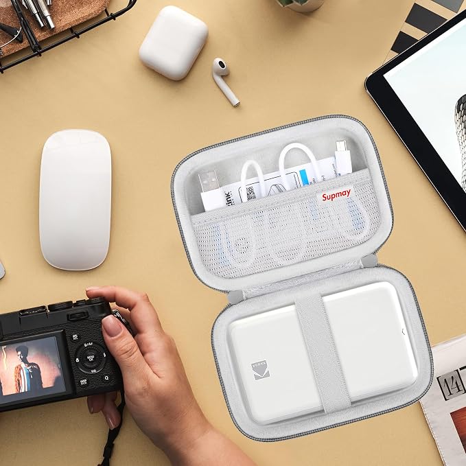 Hard Carrying Case for Kodak Step Instant Smartphone Photo Printer - Portable Mini Color Wireless Mobile Printer, Zipper Mesh Pocket for USB Cable, Photo Paper, Grey - Image 7