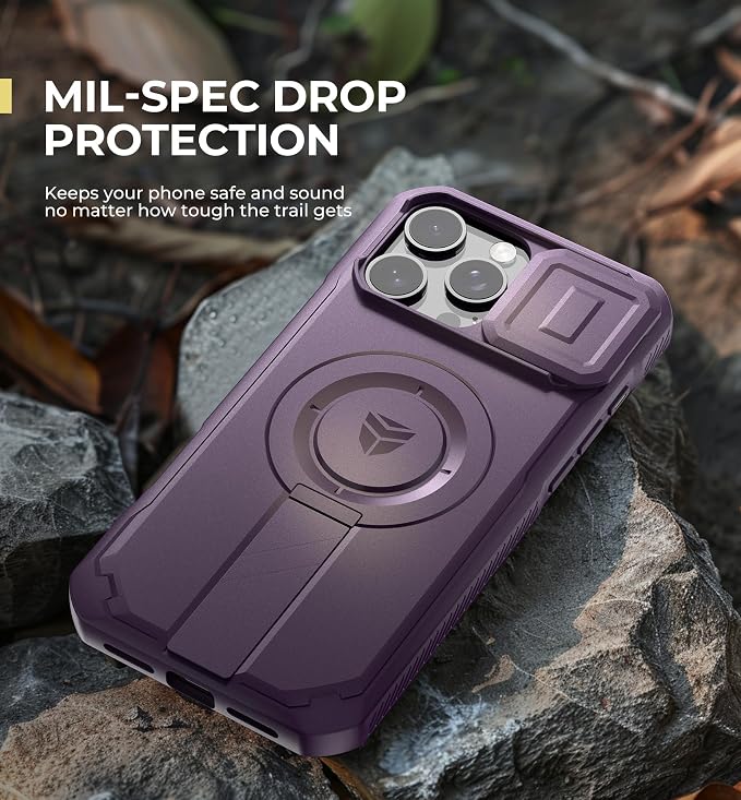 Dexnor for iPhone 16 Pro Max Case with Slide Camera Cover & Adjustable Kickstand, Magnetic Rugged Shockproof Bumper Cases Heavy-Duty Magnetic Protective Cover,Phantom Purple - Image 6