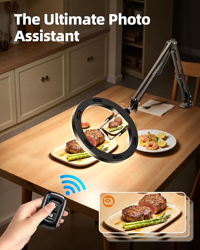 Upgrade Ring Light with Stand, Overhead Phone Mount for Desk, 10” Selfie Light with Stand Tripod for iPhone, Light with Phone Holder for Video Recording,Zoom Meeting,Live Streaming Tiktok,YouTube - Image 7