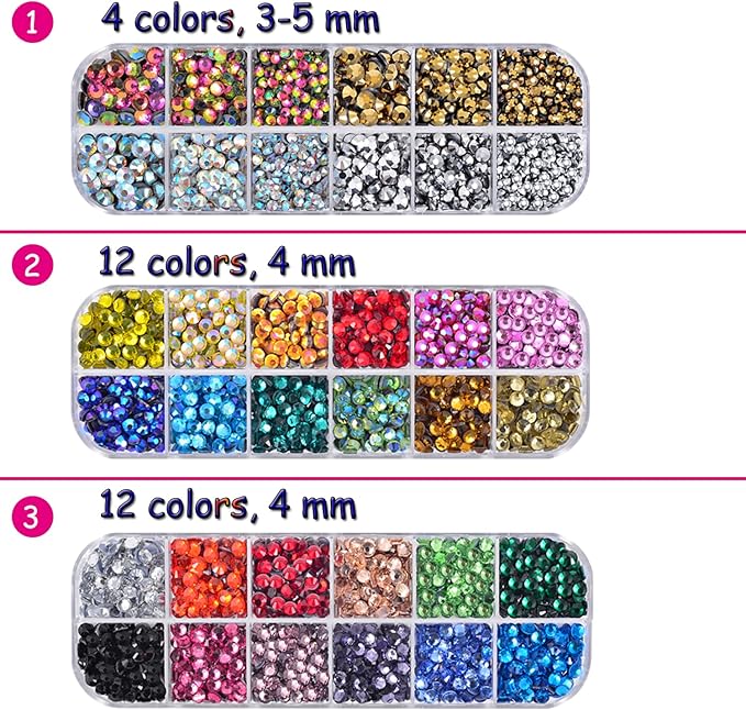 Epesl Bedazzler Kit with Rhinestones, Hot Fixed Gems Craft Applicator - Diamond Painting Pen, Wax Pencil, Tweezers, Tray, Cleaning Brush, Picker Rhinestones Crystals for DIY Clothes Shoes - Image 3