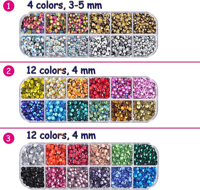 Epesl Bedazzler Kit with Rhinestones, Hot Fixed Gems Craft Applicator - Diamond Painting Pen, Wax Pencil, Tweezers, Tray, Cleaning Brush, Picker Rhinestones Crystals for DIY Clothes Shoes - Image 3