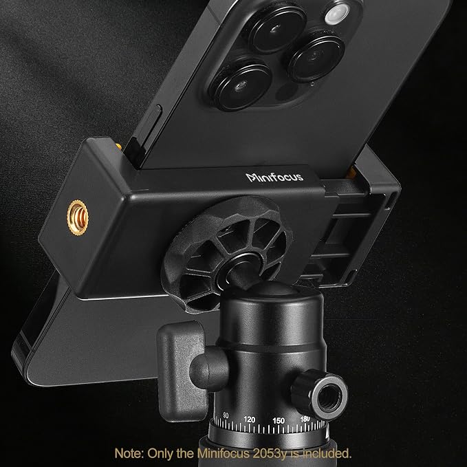 MINIFOCUS Phone Tripod Mount with Cold Shoe for iPhone and Other Phone, Universal Adjustable Smartphone Holder with 1/4'' Screw Hole Used for Microphone LED Video Light Monopod Selfie Stick Tripod - Image 6