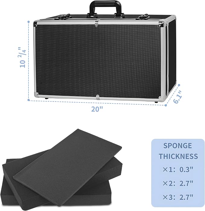 20 Inch Hard Carrying Case | Ideal for Wireless Mic System Storage & Camera Gear Transportation, Aluminum Alloy Sturdy Build, Customizable Pre-Diced Foam - Image 7