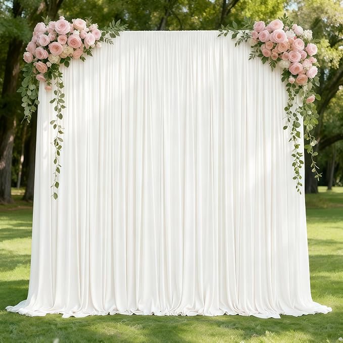 Beige Backdrop Curtains-Wrinkle-Free Polyester Photography Drapes Party Curtain Background for Baby Shower Wedding Decorations- 8 X10FT (Beige) - Image 3