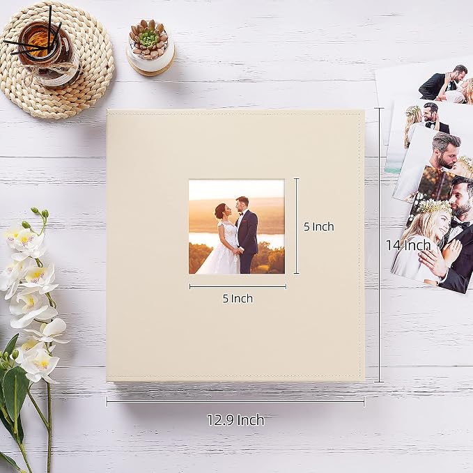 potricher Large Photo Album 4x6 1000 Photos, Leather Cover, Beige | Large Capacity Picture Albums with 1000 Horizontal and Vertical Pockets, Photo Book for Family, Wedding, Anniversary, Baby - Image 2