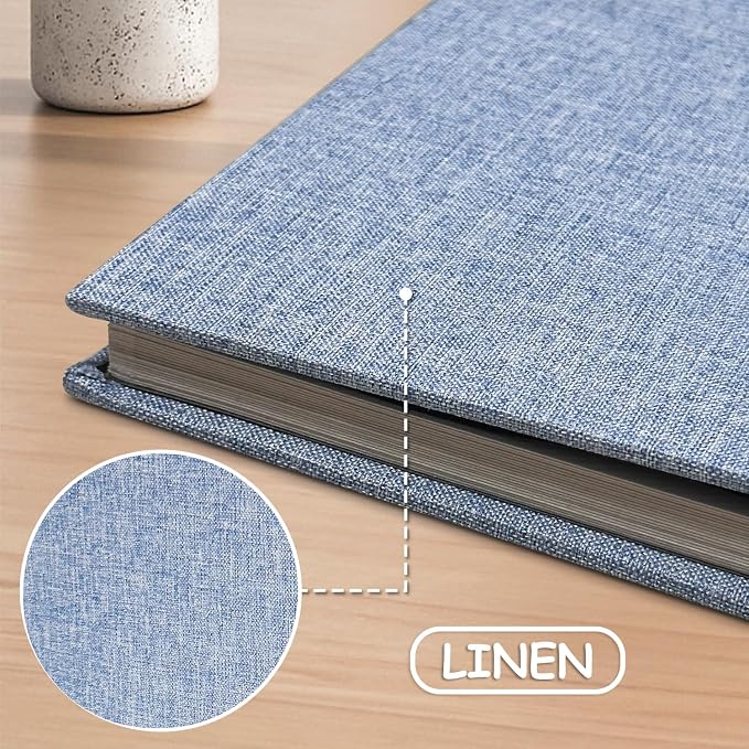 Large Photo Album Self Adhesive Scrapbook Album for 4×6 5×7 8×10 Pictures DIY Magnetic Linen Cover Album 40 Pages for Family Wedding Gifts with Metal Pen and Plastic Board - Image 5