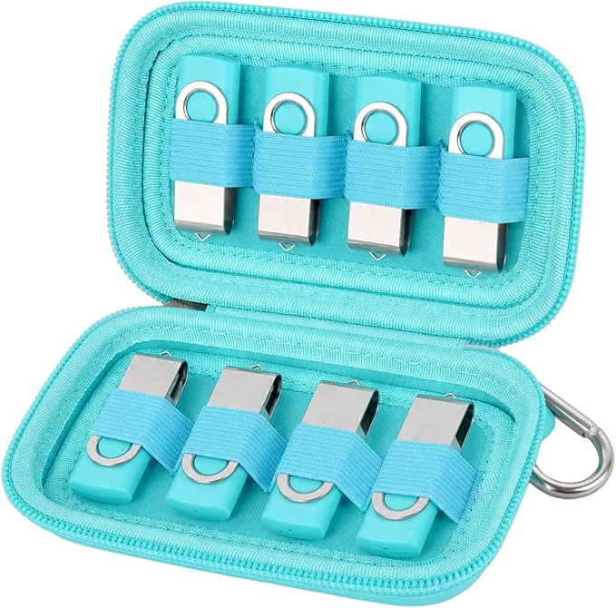 ALKOO Flash Drive Case USB Storage Case, Thumb Drive Holder, Holds 8, Black | Hard Shell, 8 Elastic Slots for USB Drives and SD/Memory Cards, Portable Travel and Office Organizer, Case Only, Black by ALKOO