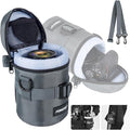 FOMITO M Size Water-Resistant Camera Lens Pouch Bag - Shockproof Protective Case with Mesh Pocket, Compatible with Canon EF-S 17-55mm, Nikon AF-S 18-200mm, Fujifilm XF 56mm & Lenses Under 3.94"x6.1" by FOMITO