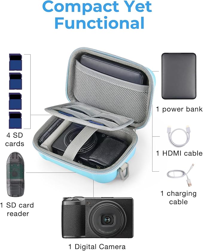 BAGSMART Digital Camera Case, Small Camera Bag with 2 Carrying Ways, Blue | Lightweight Camera Sling Bag for Canon Powershnot ELPH 180/190/Sony DSCW800/DSCW830, Waterproof & Protective - Image 4