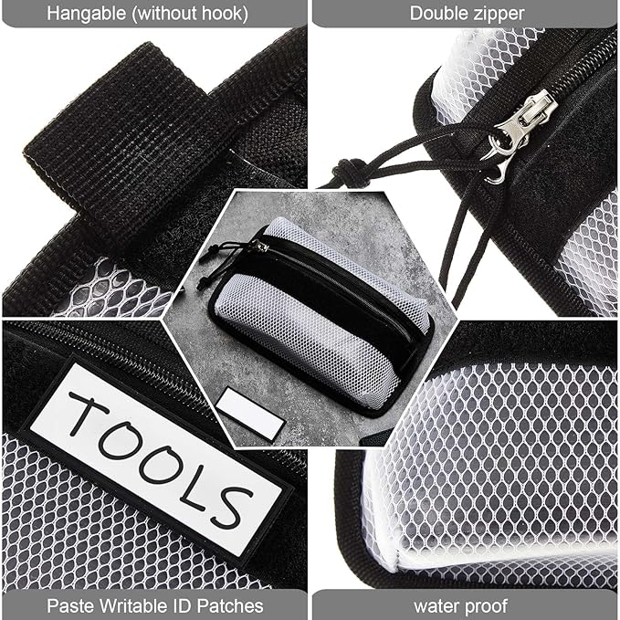 Aliceset 2 Pcs Tactical Pouch Admin Pouch Tactical Bag Insert Panel Organizer with Writable Patches, Molle Panel Accessories Utility Storage Pocket Accessories(Black, White,Classic Style) - Image 3