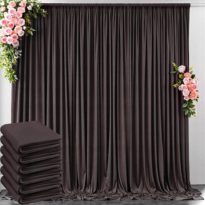 30 ft x 10 ft Wrinkle Free Brown Backdrop Curtain for Parties, Wedding Brown Photo Backdrop Drapes, Fabric 6 Panels 5ft x 10ft for Baby Shower Photoshoot Engagement Birthday Photography Background by Outpain