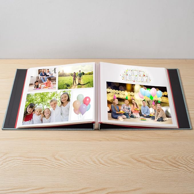 Green Photo Album Self Adhesive Scrapbook Album for 4×6 Photos/Pictures DIY Linen Cover Album 15 Sheets/30 Blank Pages for Family Wedding, Birthday, Christmas, Anniversary - Image 2